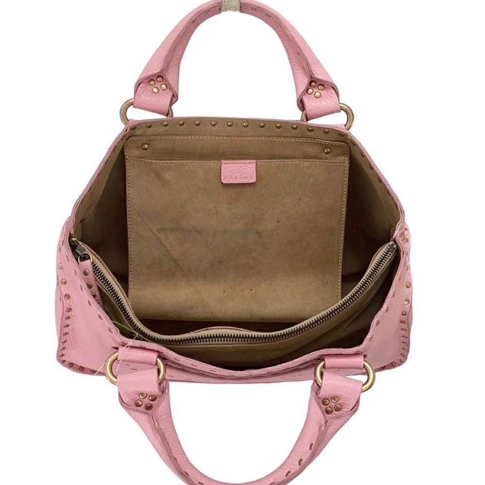 AUTHENTIC CELINE PINK LEATHER BOOGIE TOTE SATCHEL BAG GROMMET EMBELLISHED - Picture 7 of 15